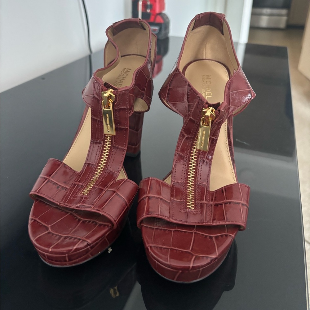 Michael Kors Berkley Leather Platform Heels
